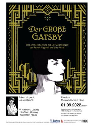 Lesung und Konzert im Museum Kurhaus Kleve - 01.09.2022 - Robert Nippoldt, Der große Gatsby - Plakat