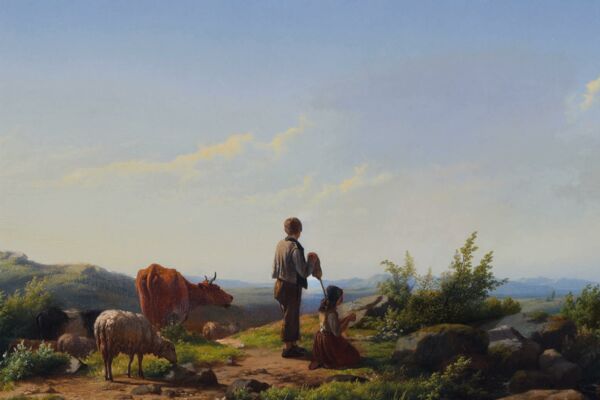 Cornelis Lieste - Panoramalandschaft mit Hirten, um 1850, B.C. Koekkoek-Haus / Dauerleihgabe des Freundeskreises, erworben 2018 mit Unterstützung privater Spenden